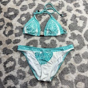 Victoria’s Secret BOHO beaded White Aqua bikini SM